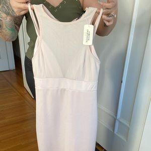 Pink bodycon midi dress